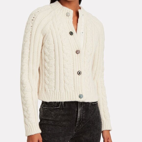 Ganni Crystal-embellished Button Cardigan Sweater - Picture 2 of 9